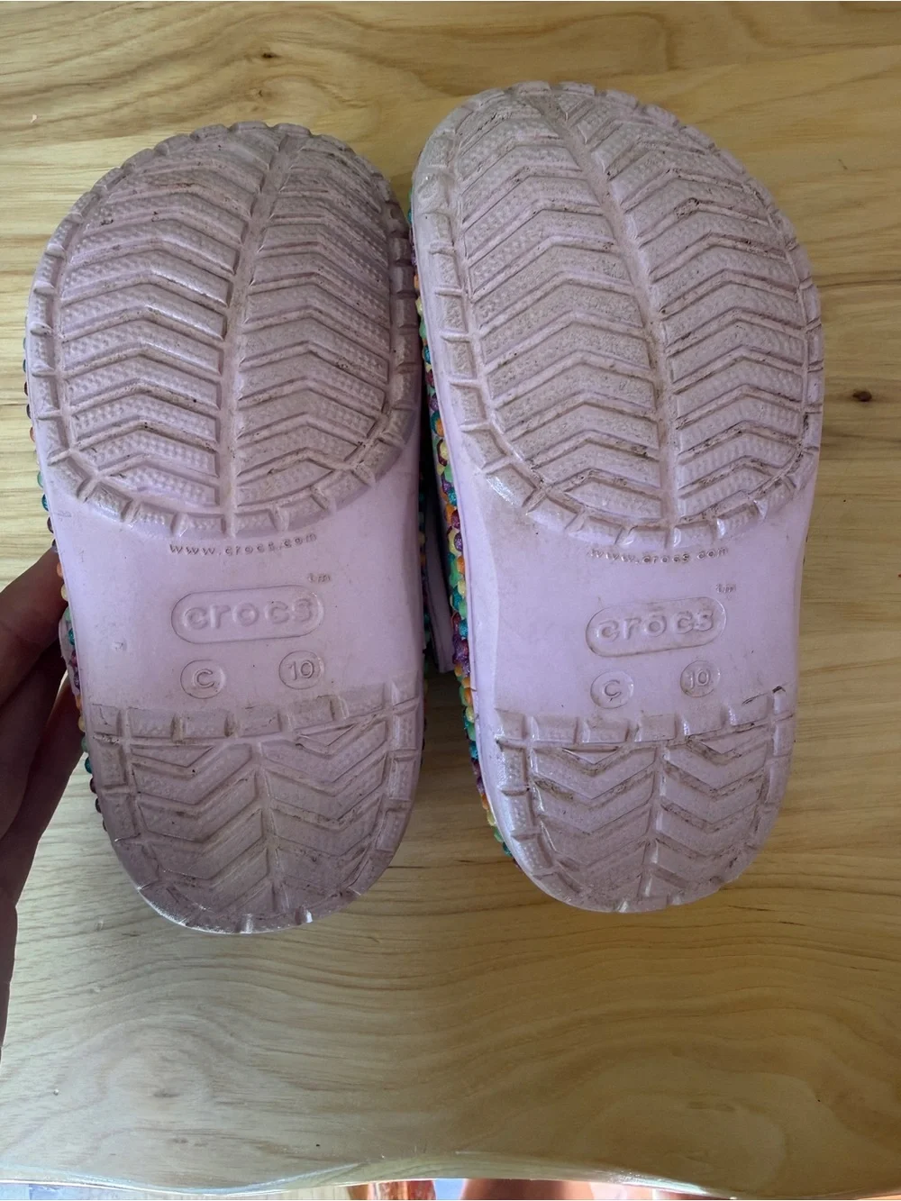 Toddler Girl Crocs with Rainbow Trim